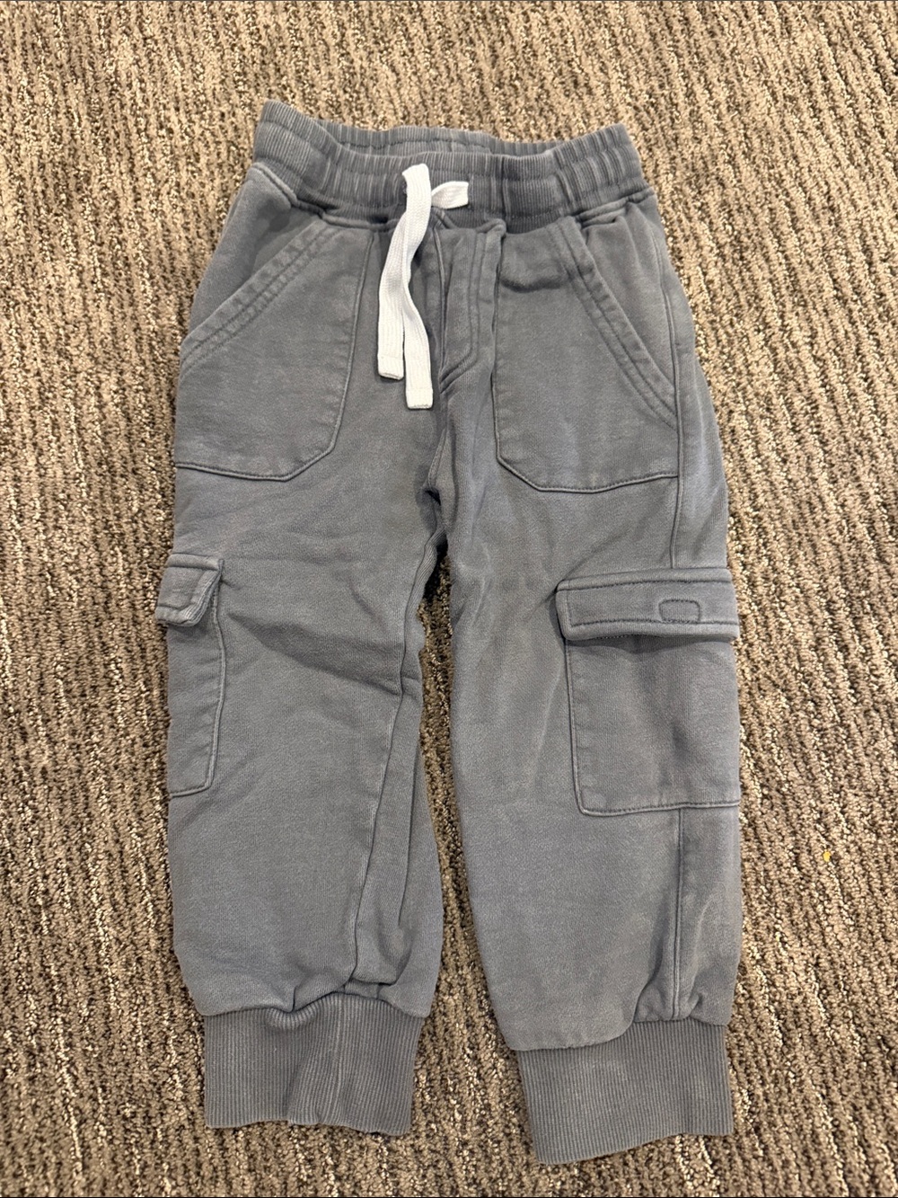 Little Bipsy Gray Cargo Jogger Pants with White Drawstring